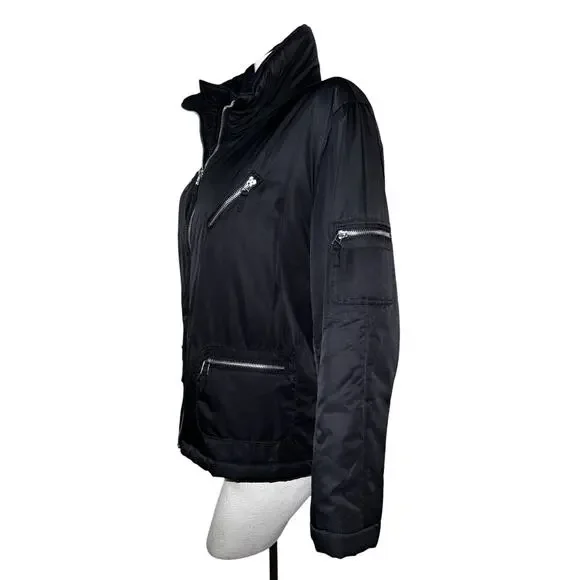 CHICO'S Jacket Size L (2) Black Polyester Puffer Zip Pocket Zippered Coat - Picture 5 of 7